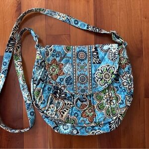 Vera Bradley Blue and Brown Floral Crossbody Bag